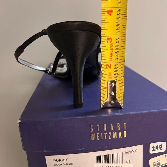 Jennifer Moore Onyx Black - Black Slingback - Jeweled Open Toe Heels Wmns Sz 10 - Picture 12 of 12